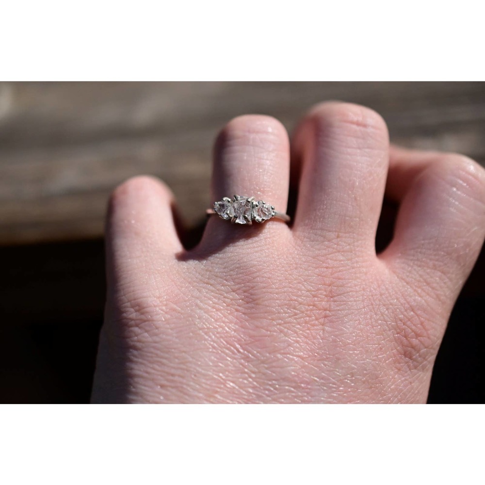 Raw Gemstone Ring Diamond Engagement Ring Unique Delicate Uncut Rough Qu…